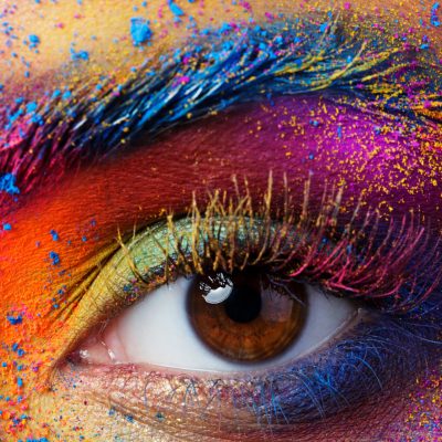 Close,Up,View,Of,Female,Eye,With,Bright,Multicolored,Fashion